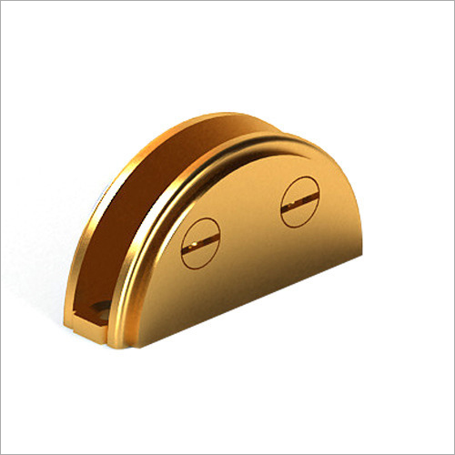 D Shape Glass Fitting Bracket - Brass Material, Golden Color | Flawless Finish, Lightweight Design, Optimum Strength