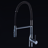 Kitchen Mixer Faucet - Brass Material | Exposed Hose Design With Two Spray Types, E-lever For Water & Energy Saving, Mirror-like Finish, Retractable Hose For Easy Reach