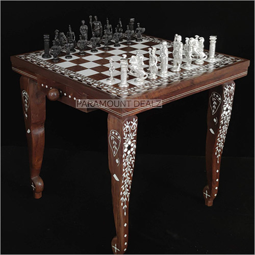 Inlaid Wood Chess Table