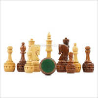 3.5 King Size Handmade 32 Chessmen Wooden Chess Pieces with Velvet Carry Pouch