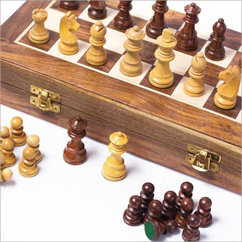 12 Inches Handcrafted Magnetic Foldable Wooden Handcrafted Chess Set