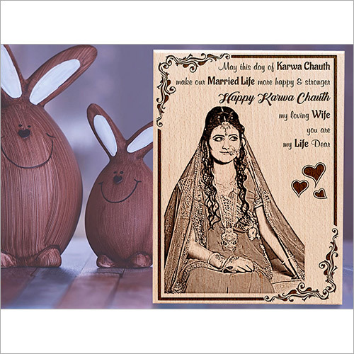 Customized Engraved Wooden Photo Frame Karwachauth Gift By PARAMOUNT DEALZ