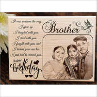 Customized Engraved Wooden Photo Frame with Carved Message Happy Birthday for Brother