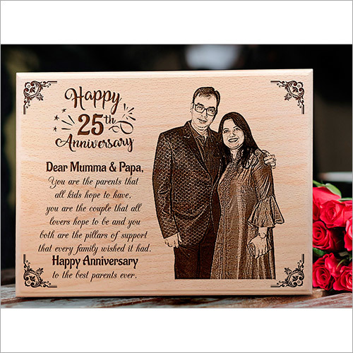 Customized Engraved Wooden Photo Plaque for '25th Anniversary