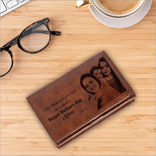 Personalized Vegan Leather Photo and Name Wallet Gift for Mother's Day