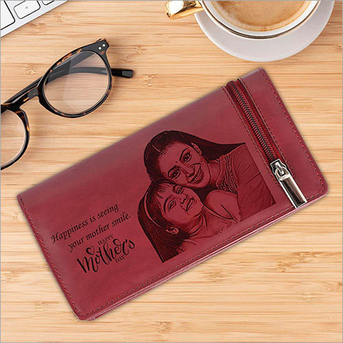 Wood Personalized Vegan Leather Photo Wallet Gift For Mother'S Day From Son