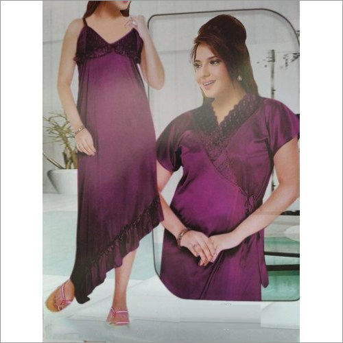 Spring Womens Purple Satin Nighty