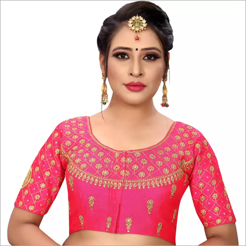 Pink Round Neck Fancy Blouse