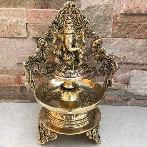 Ganesh Brass Urli with Diya Urli Decor Brass Urli With Elephant Traditional Bowl Home Decor Gift Indian Brass Art