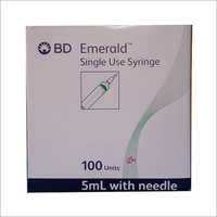 Bd Emerald Syringe With Needle 5 Ml - Stainless Steel, 5 Ml, Green Stopper With Bold Scale Markings | Textured Thumb Press, Clear Barrel, Robust Retaining Ring