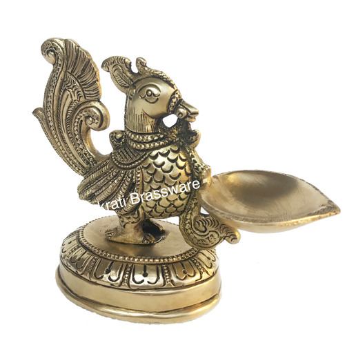 Peacock figure brass metal decorative Pooja Ghar oil lamp/Table Diya