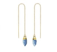 Birthstone Spike Threader Gemstone Earrings Chain - Gold Vermeil Threader - Long Chain Jewelry
