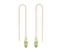Birthstone Spike Threader Gemstone Earrings Chain - Gold Vermeil Threader - Long Chain Jewelry