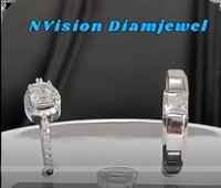 Real Cushion And Princess Solitaire Couple Ring