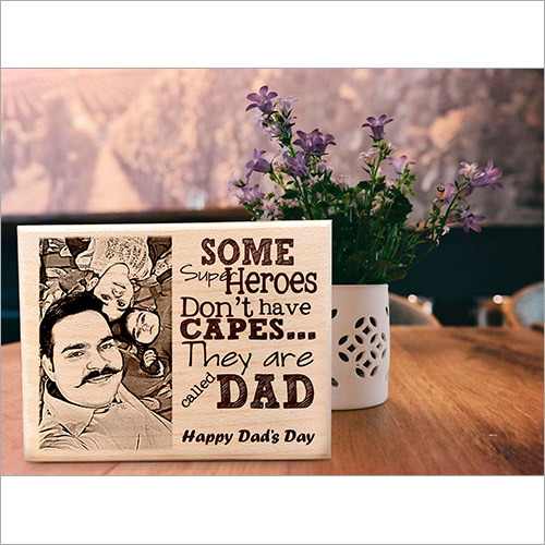 Father's Day Customized Super Hero Engraved Photo frame on Wood For Papa