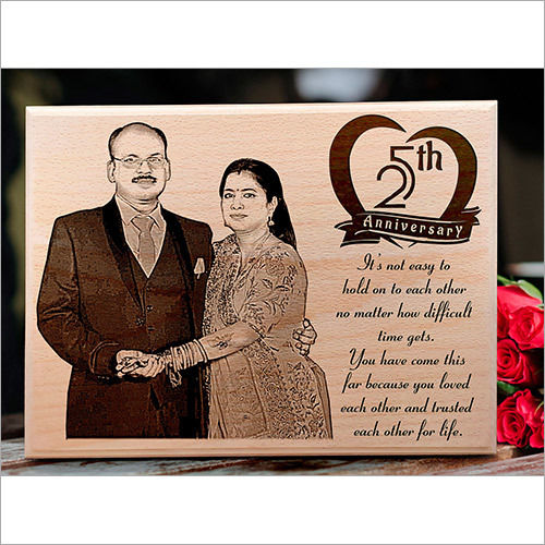 Wood Happy 25th Wedding Anniversary Wooden Photo Frame Gift For Couple