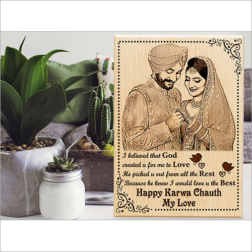 Karwachauth Engraved Photo Frame Gift For Beautiful Wife