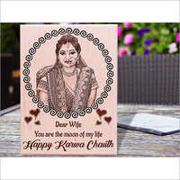 Karwachauth Personalized Engraved Wooden Photo Surprise Gift For Caring Wife