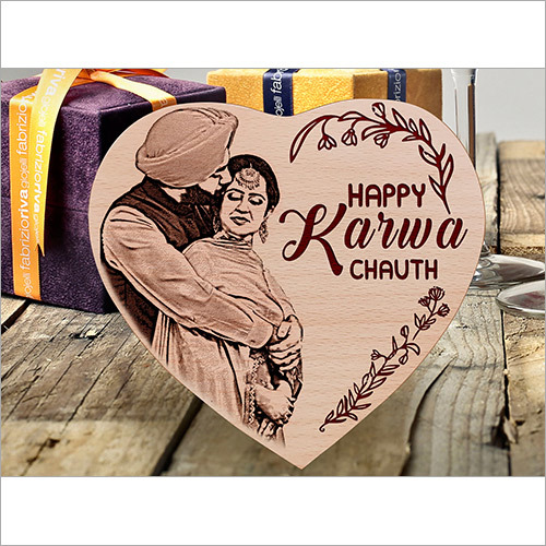 Karwachauth Unique Personalized Engraved Wooden Photo Plaque For Loving Wife