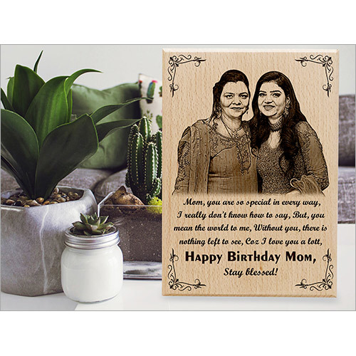 Mommy's Birthday Best Surprise Personalized Wooden Engraved Photo Frame