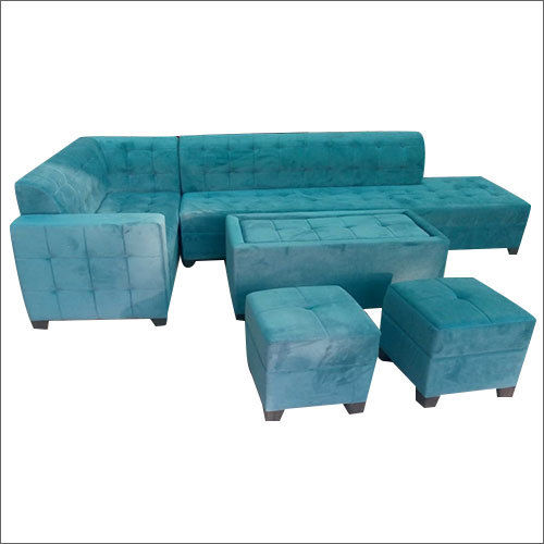 Sky Blue Cornor Velvet Sofa