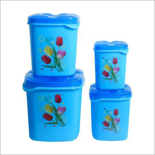 Blue 4 Pcs Square Plastic Container