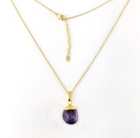 Amethyst Smooth Tumble Pendant Necklace 18 Inch Chain Necklace February Birthstone Necklace