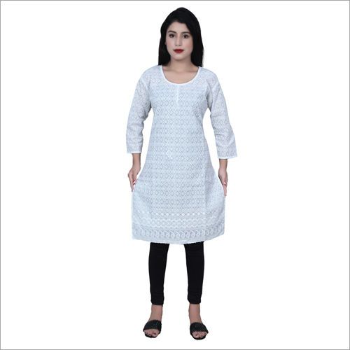 Cool Dry White Chikan Kurti