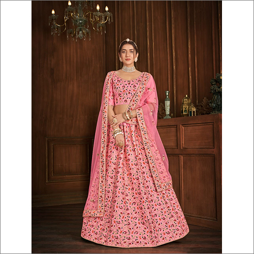 Pink Colour Embroidered Party Wear Lehanga Choli