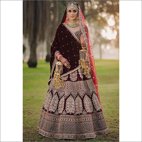 Maroon Colored Bridal Lehenga Choli