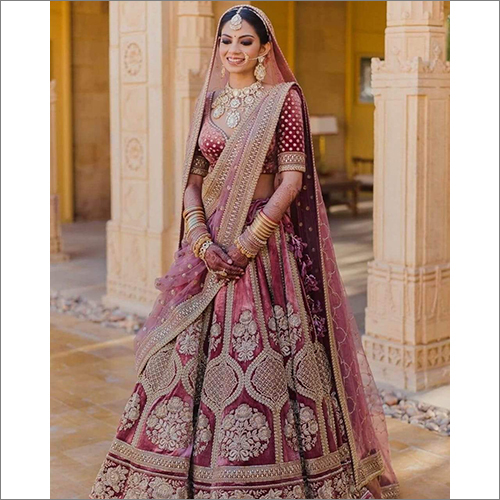 Wine Colored Bridal Lehenga Choli