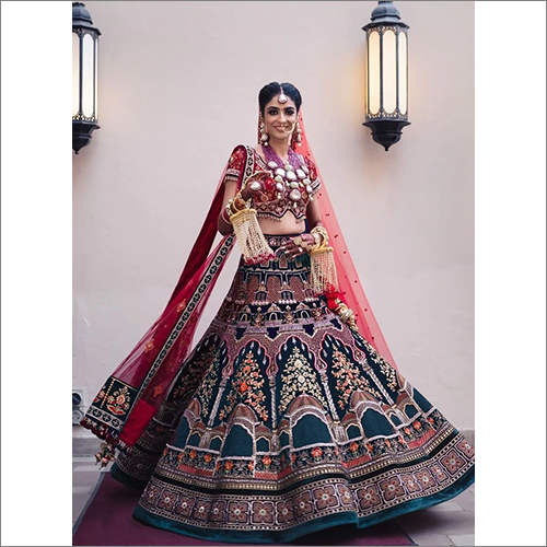 Blue Colored Heavy Bridal Lehenga Choli