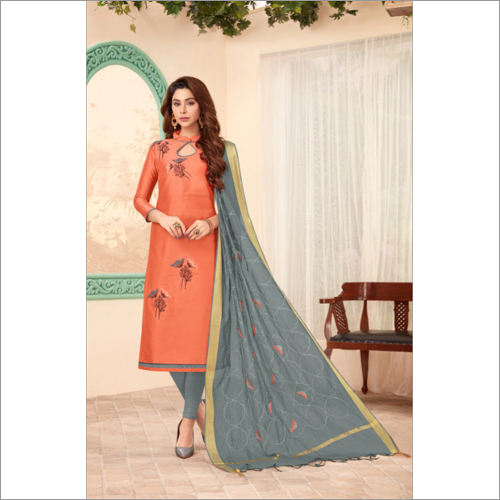 Ladies Chanderi Cotton Silk Blend Salwar Suita