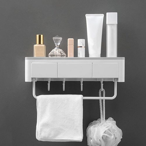 Bathroom Shelves Free Punching Storage Rack with Drawer Can Hang Towels for Toiletries Cosmetic Bathroom Accessories