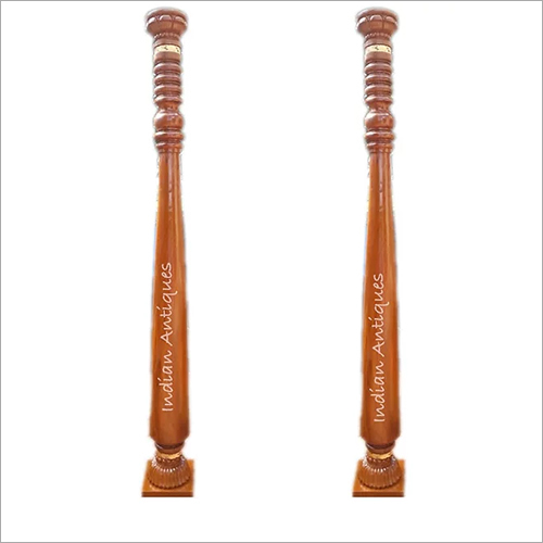 Polished Decorative Teakwood Pillar With Round Top