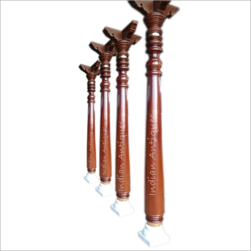 Polished Chettinad Jackwood Pillar With 4 Sided Top