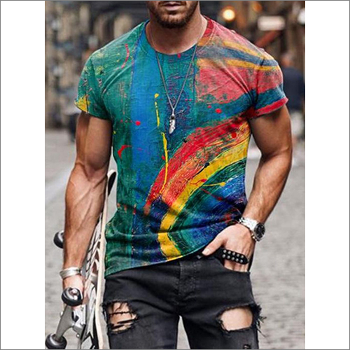 Mens Designer Print Cotton T-Shirt