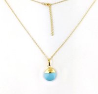 Turquoise Smooth Tumble Pendant Necklace 18 Inch Chain Necklace December Birthstone Necklace