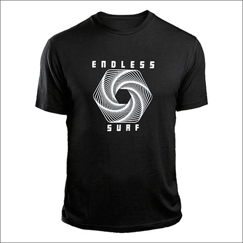Mens Black Half Sleeves Printed T Shirt