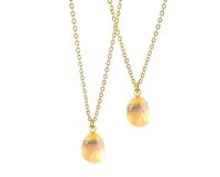 Citrine Smooth Tumble Pendant Necklace 18 Inch Chain Necklace November Birthstone Necklace