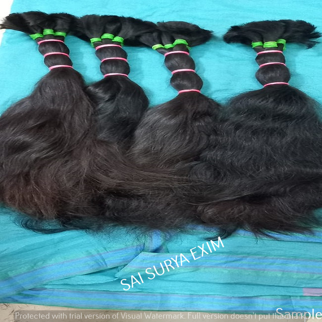 GOOD QUALITY PURE BLACK VIRGIN INDIAN HUMAN HAIR EXTENSIONS