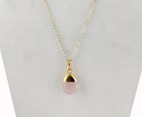 Rose Quartz Smooth Tumble Pendant Necklace18 Inch Chain Necklace