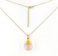 Rose Quartz Smooth Tumble Pendant Necklace18 Inch Chain Necklace