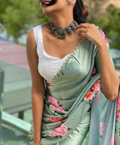 pearl lace saree