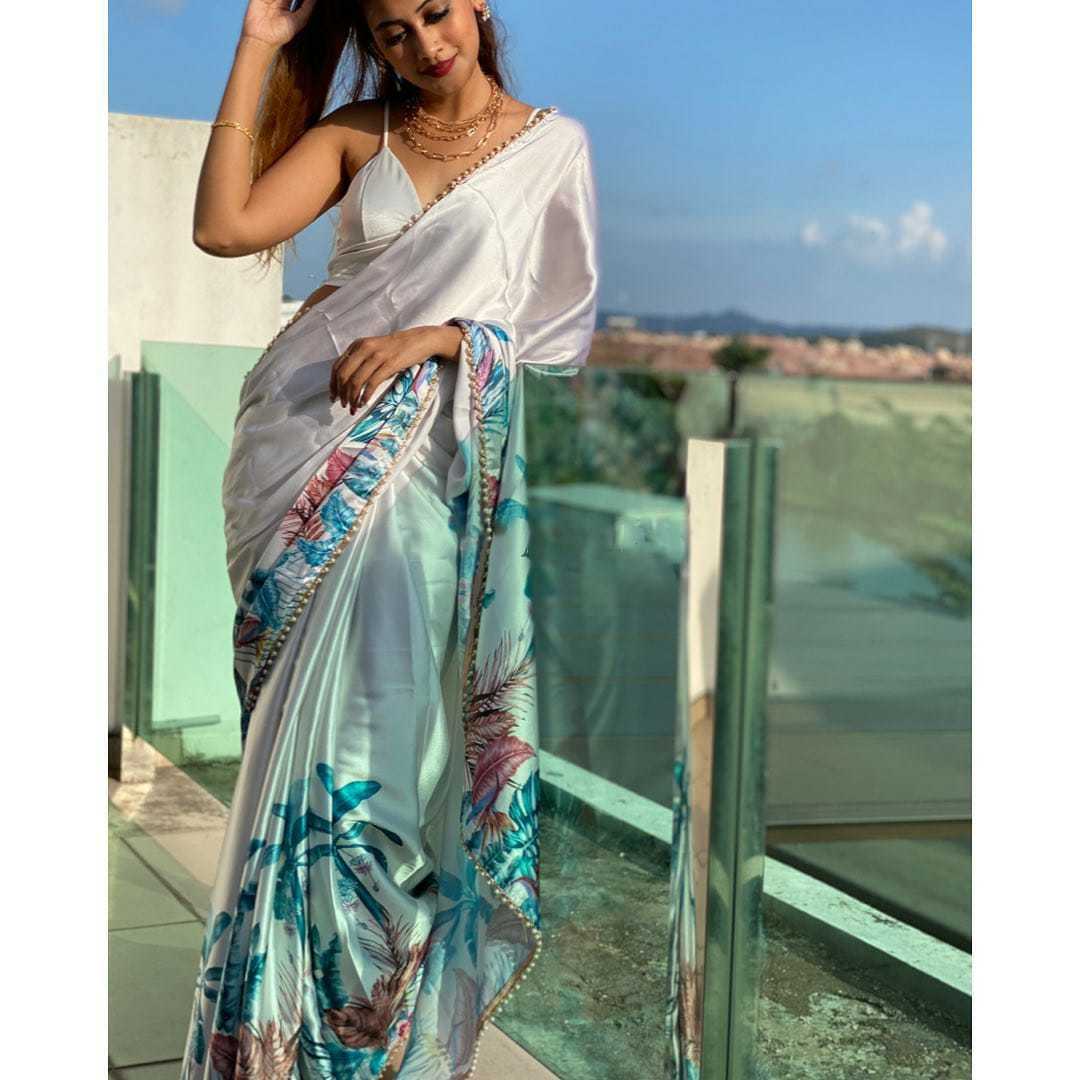 pearl lace saree