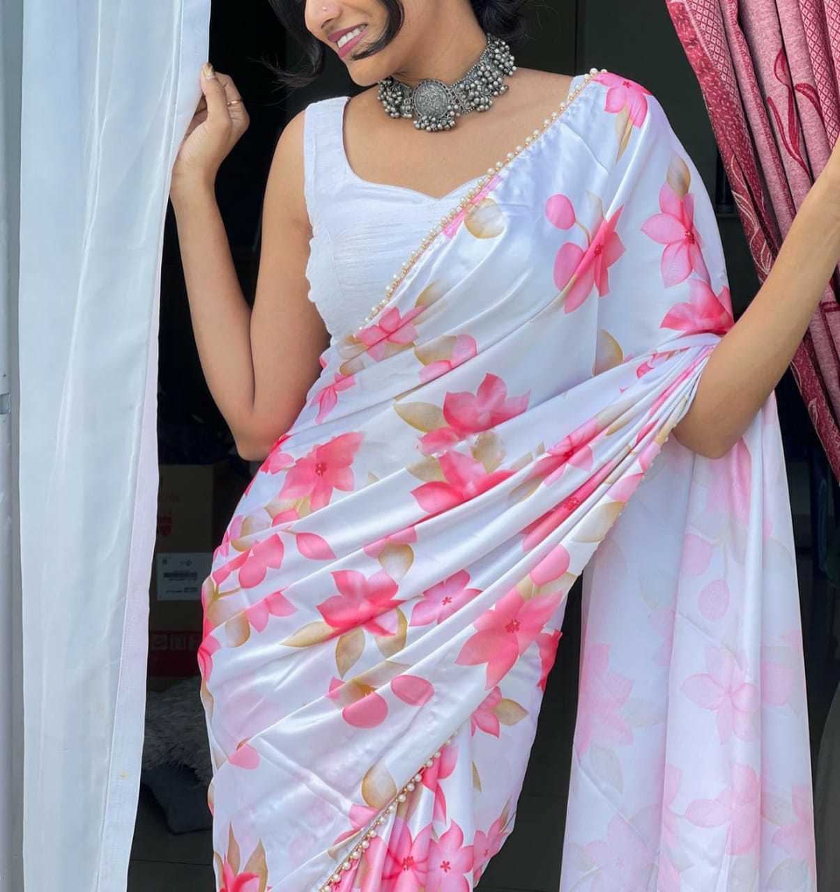 pearl lace saree