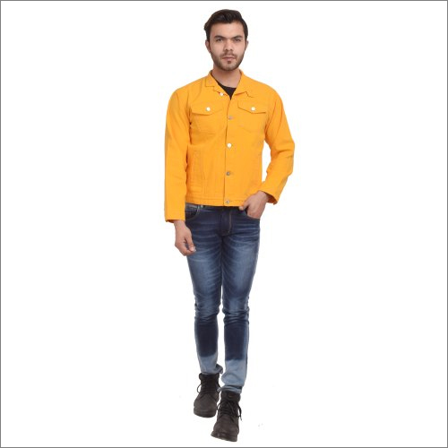 Men Yellow Cotton Jacket