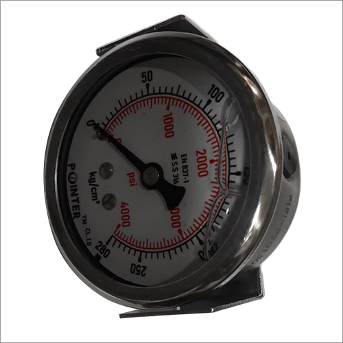 Complete Stainless Steel With Glycerine Filled Precise Pressure Gauge With Bracket Mounting - Accuracy: High %