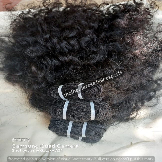 Raw Indian Curly Hair Virgin  Cuticle Aligned Bundles Indian Human Hair