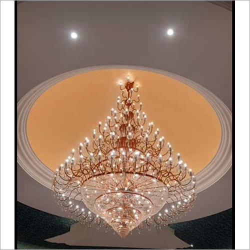 Crystal Glass Rose Gold Finish Contemporary Chandelier